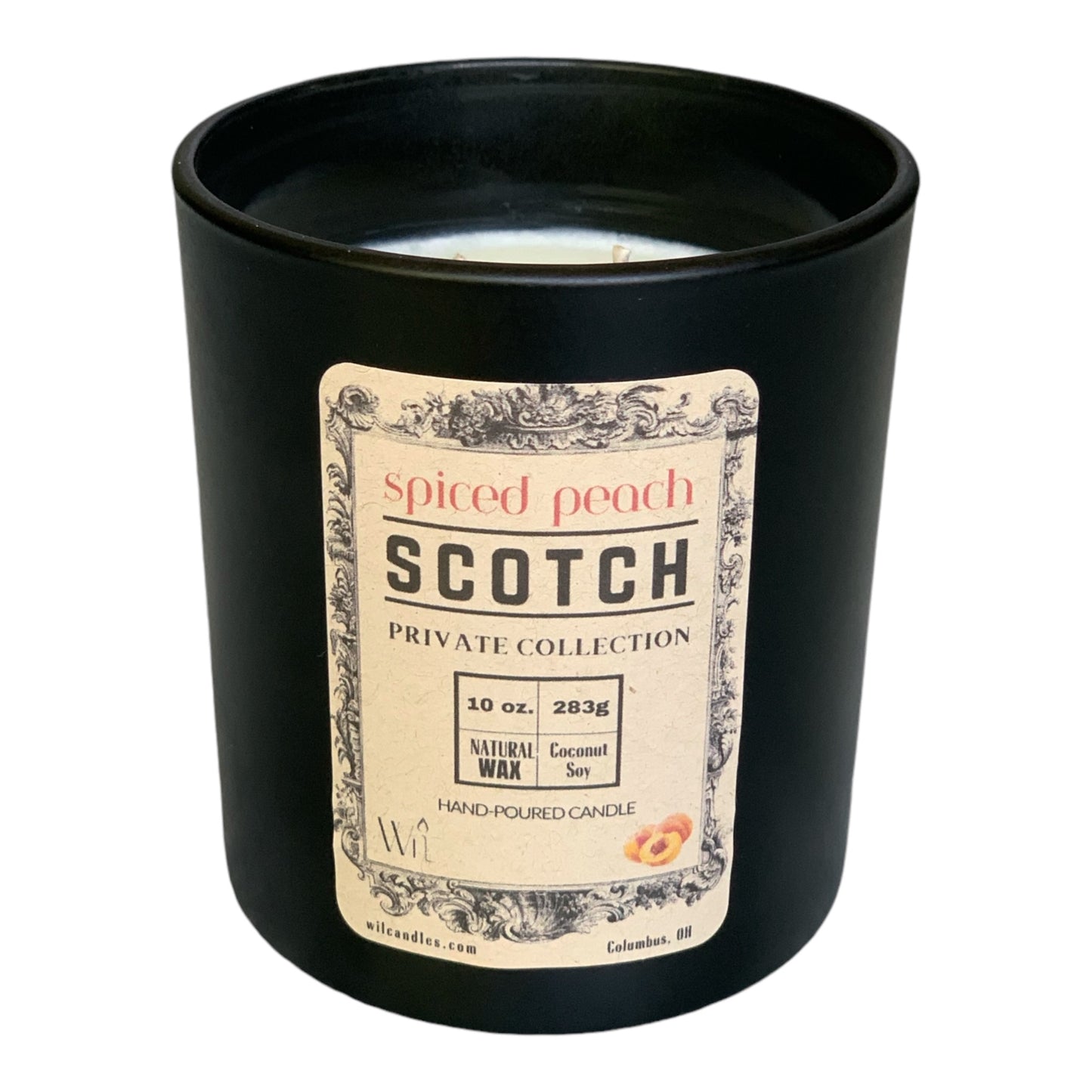 Spiced Peach Scotch Candle | Whiskey Scent by Wil Candles