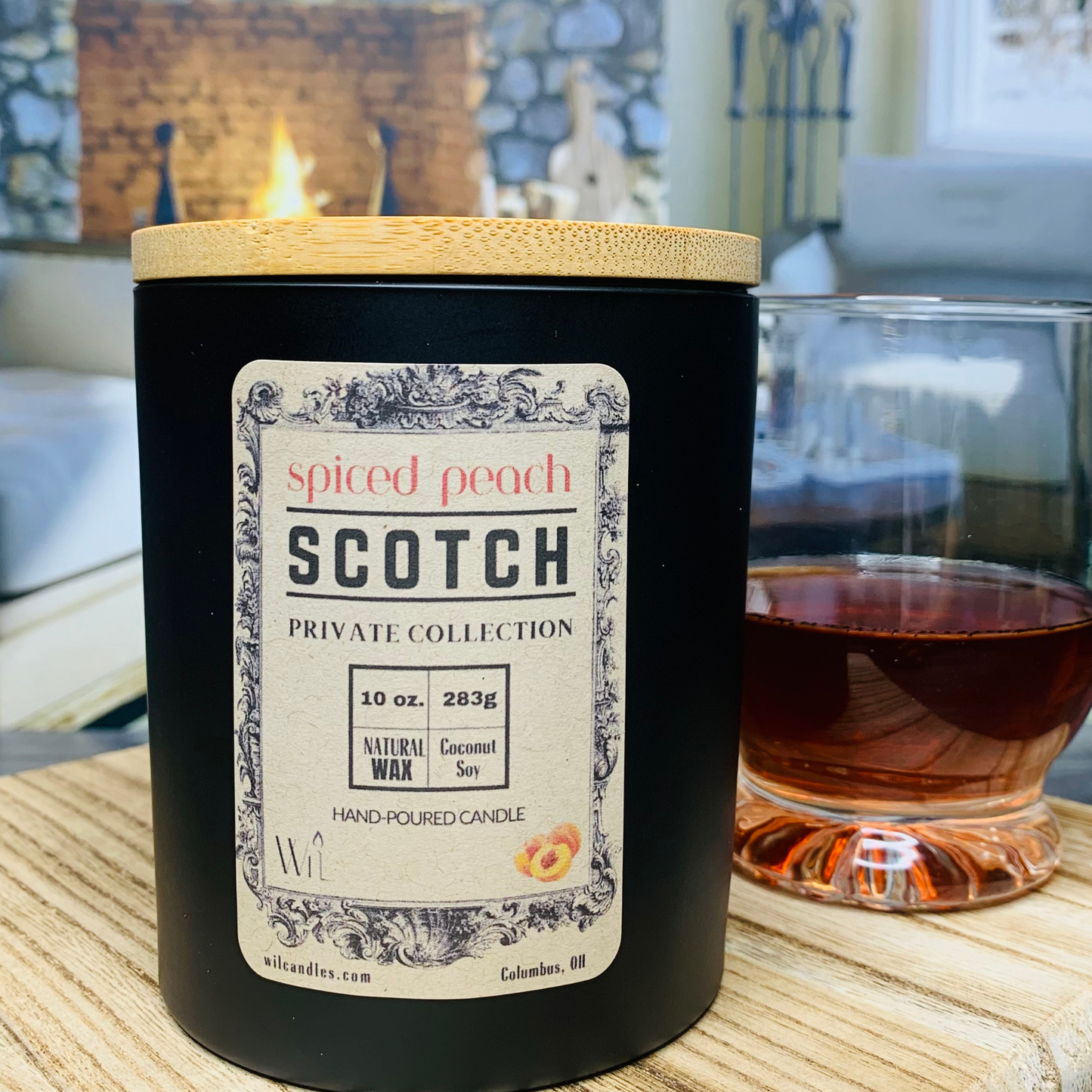 Spiced Peach Scotch Candle | Whiskey Scent by Wil Candles