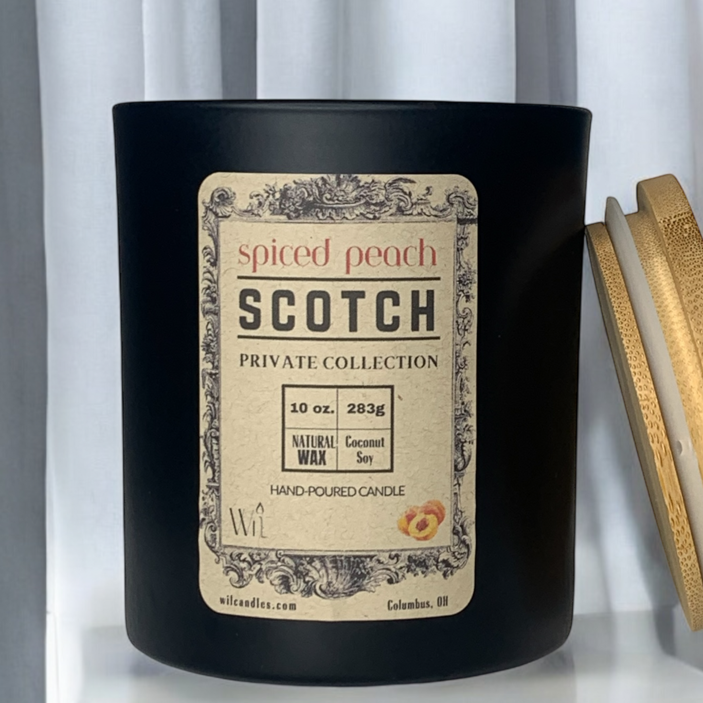 Spiced Peach Scotch Candle | Whiskey Scent by Wil Candles