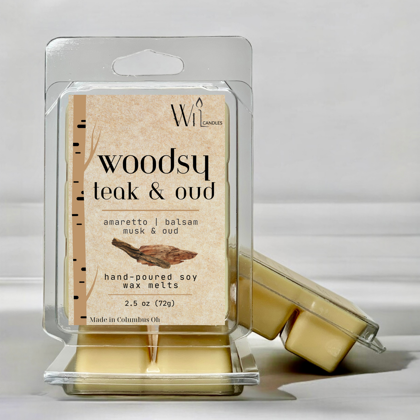 Woodsy Teak & Oud Wax Melt | Everyday, Fall & Winter Scent by Wil Candles